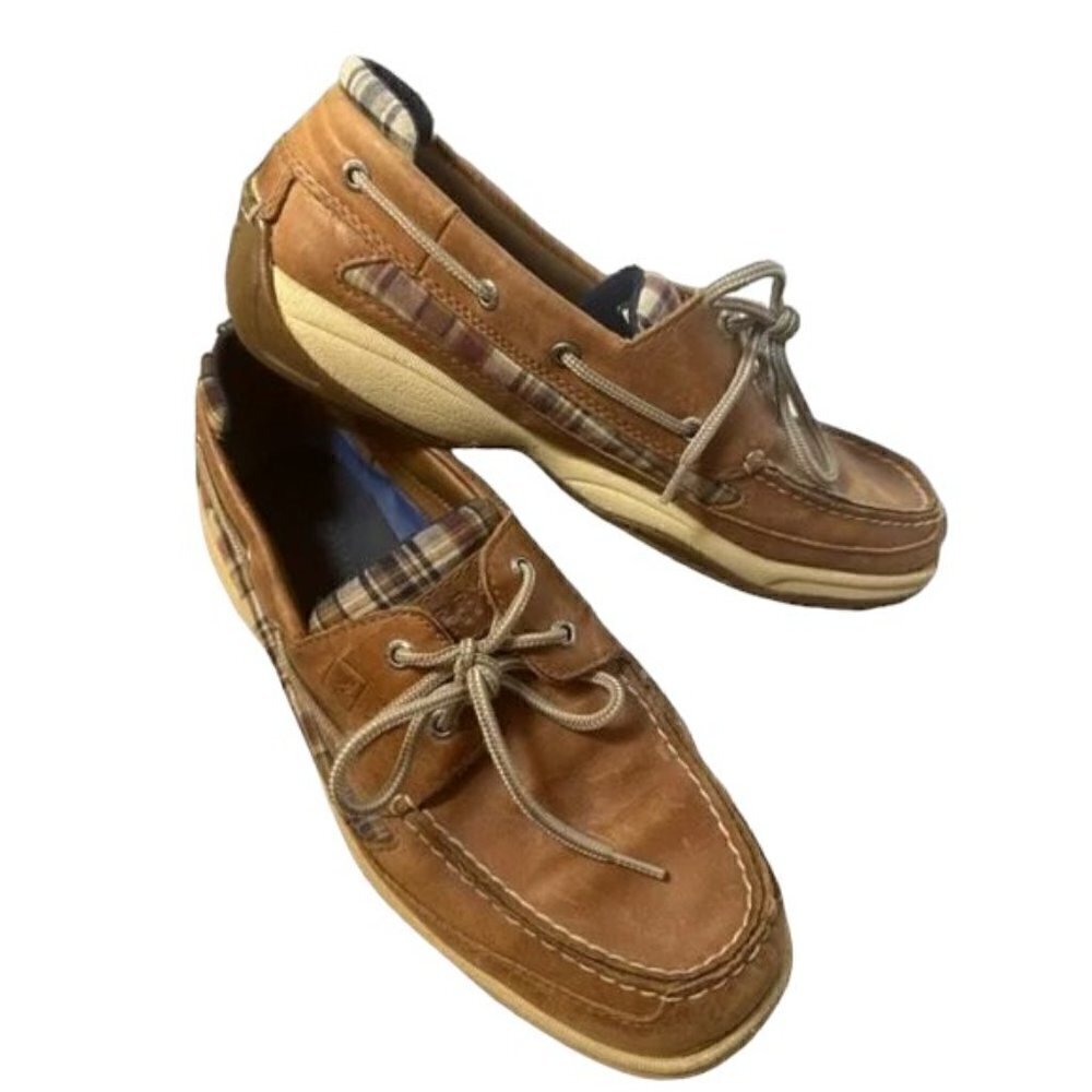 Men’s Madras Plaid Lanyard Sperry Topsider Loafers Size 12